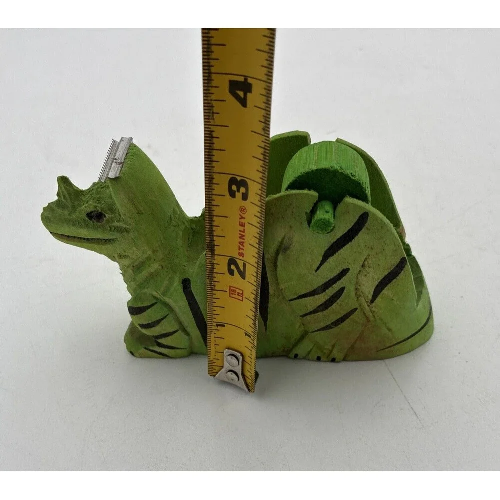 dinosaur head shape Tape Dispenser desk top wood carving